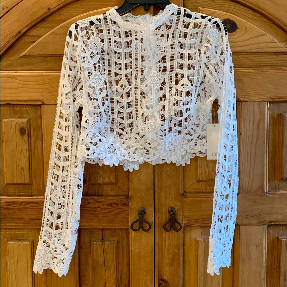 Tobi Open Lace Midi Long Sleeve Shirt
